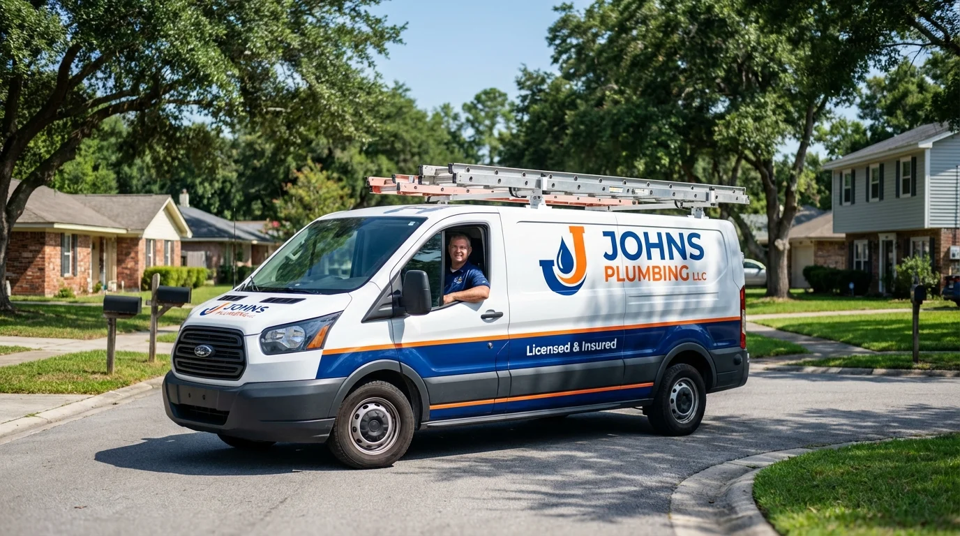 Johns Plumbing LLC service van in Bellwood, PA