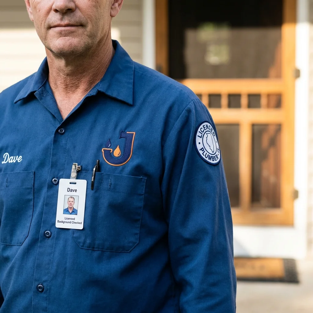 Licensed plumber showing ID badge in Bellwood, PA